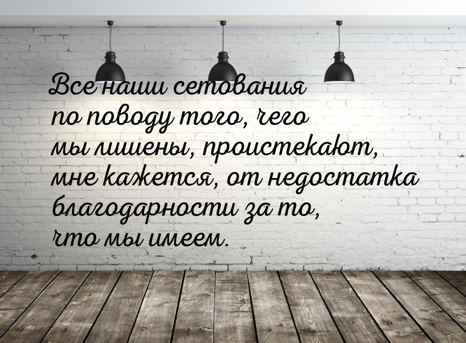 Все наши сетования по поводу того, чего мы лишены, проистекают, мне кажется, от недостатка