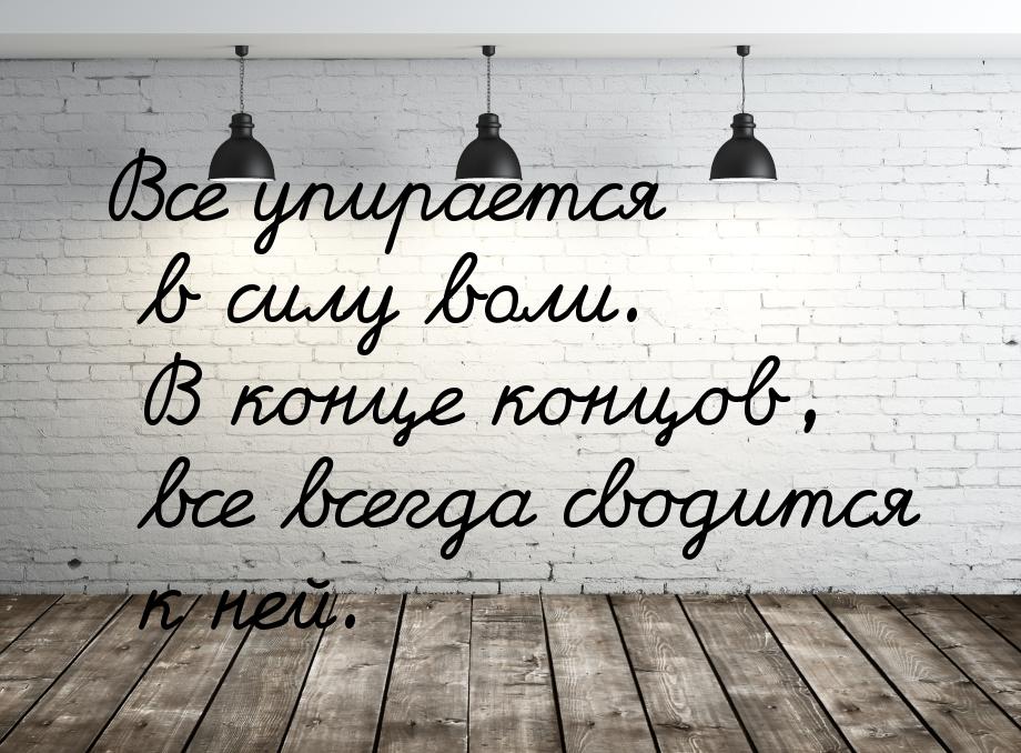 Все упирается в силу воли. В конце концов, все всегда сводится к ней.