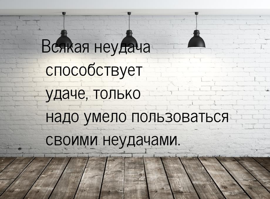 Всякая неудача способствует удаче, только надо умело пользоваться своими неудачами.