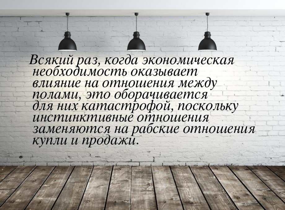 Всякий раз, когда экономическая необходимость оказывает влияние на отношения между полами,