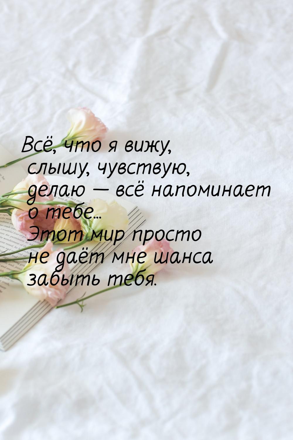 Всё, что я вижу, слышу, чувствую, делаю  всё напоминает о тебе... Этот мир просто н