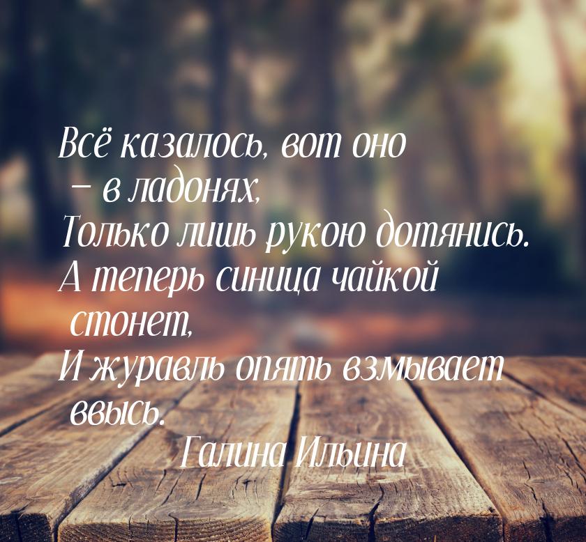 Всё казалось, вот оно  в ладонях, Только лишь рукою дотянись. А теперь синица чайко