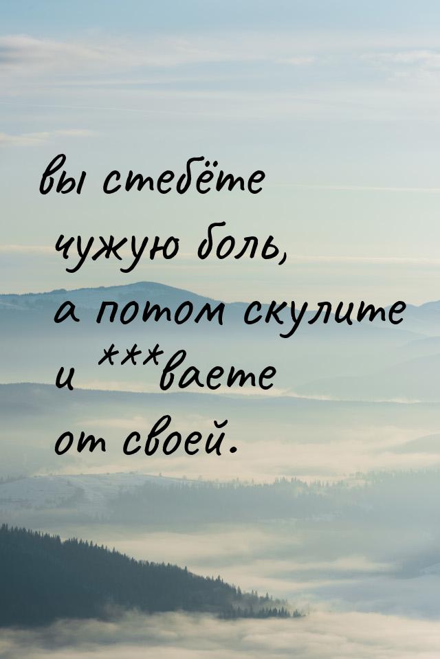 вы стебёте чужую боль, а потом скулите и ***ваете от своей.