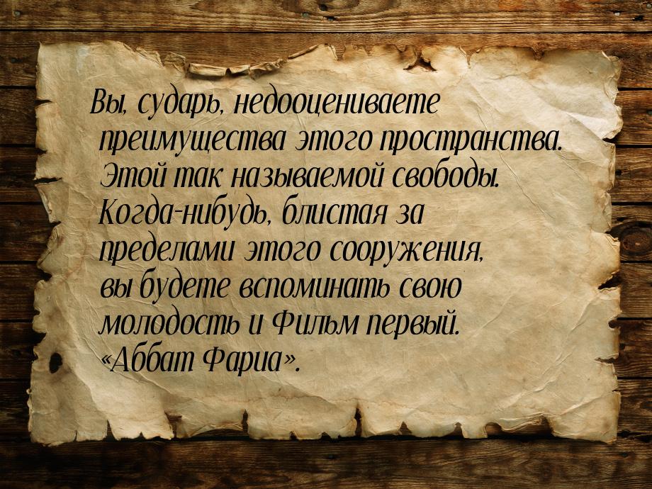 Вы, сударь, недооцениваете преимущества этого пространства. Этой так называемой свободы. К