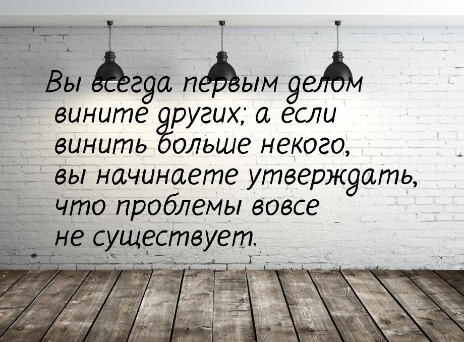 Вы всегда первым делом вините других; а если винить больше некого, вы начинаете утверждать