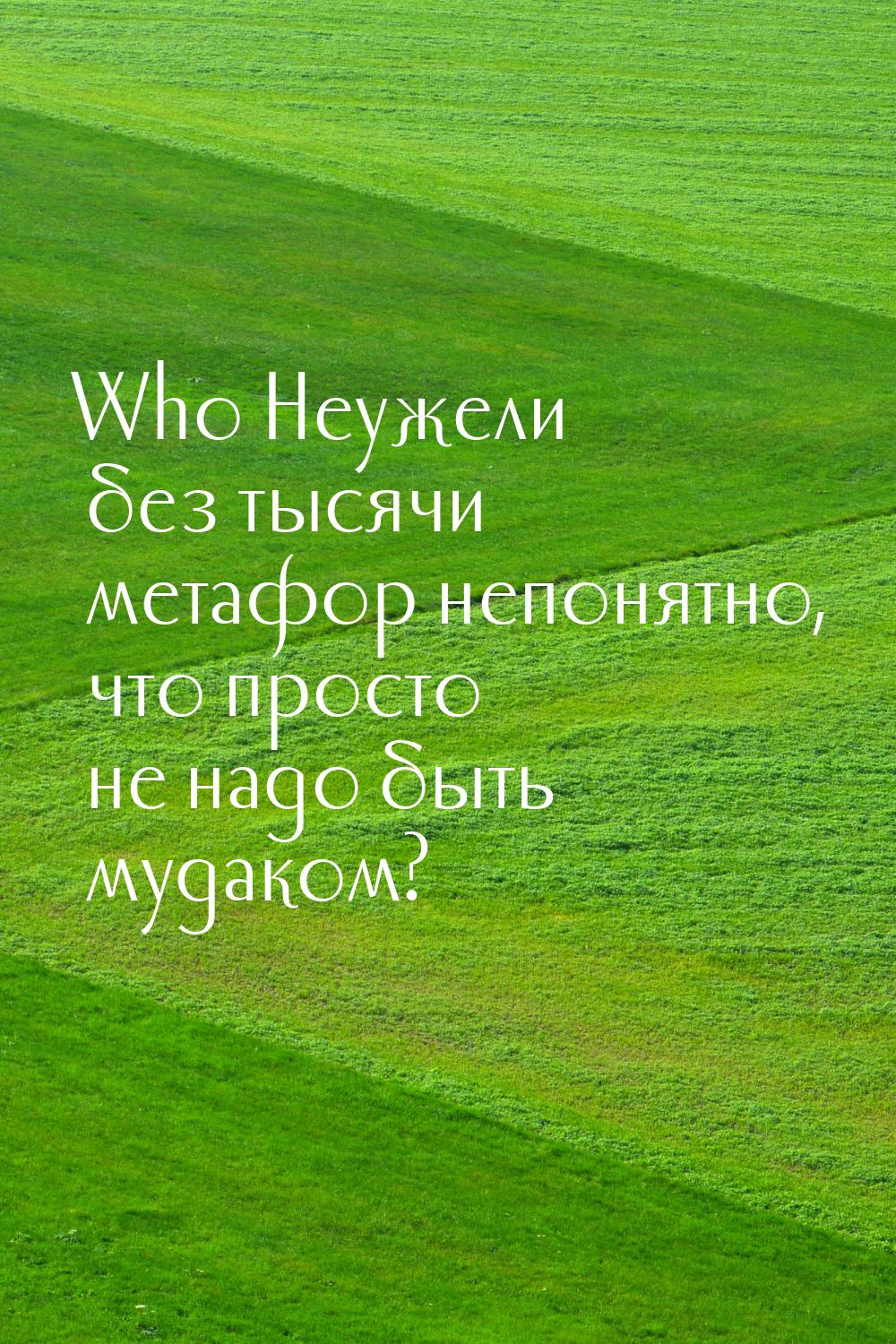 Who Неужели без тысячи метафор непонятно, что просто не надо быть мудаком?