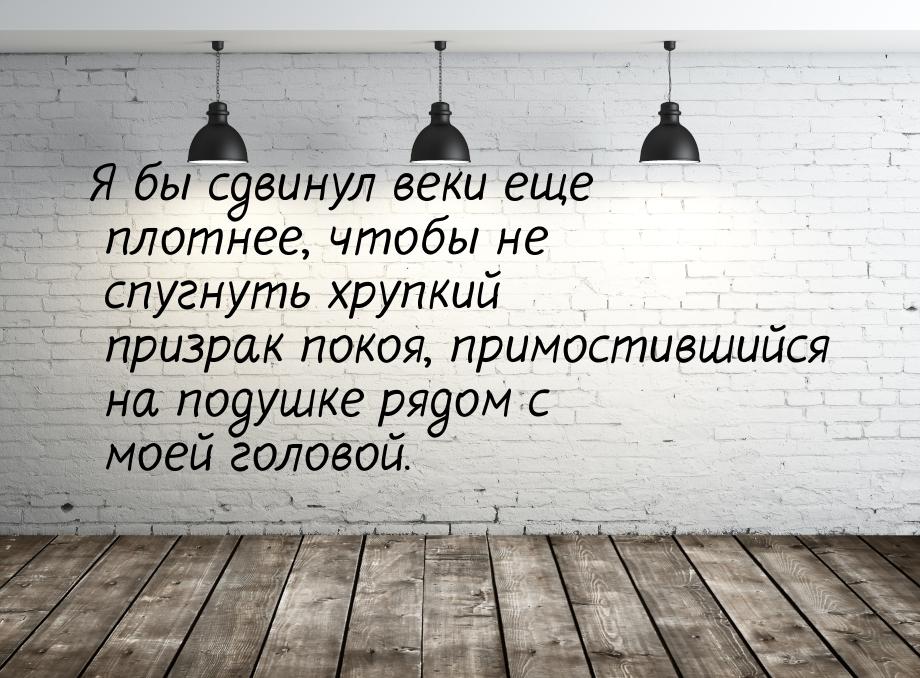 Я бы сдвинул веки еще плотнее, чтобы не спугнуть хрупкий призрак покоя, примостившийся на 