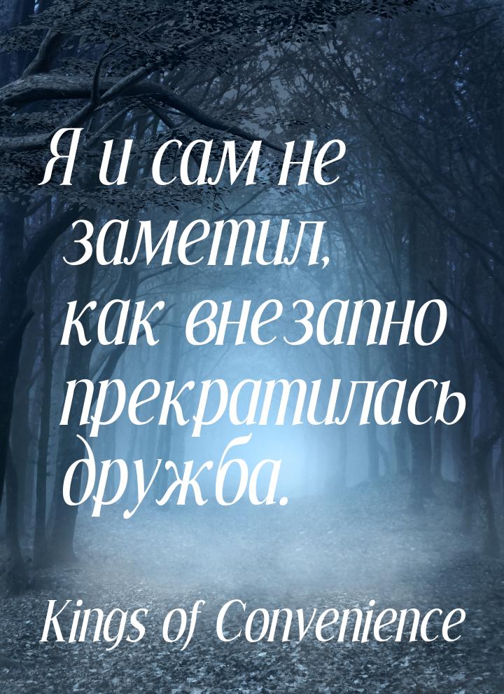 Я и сам не заметил, как внезапно прекратилась дружба.