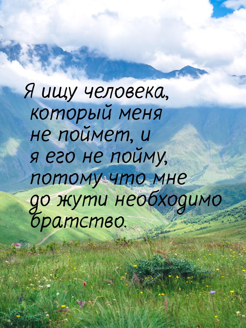 Я ищу человека, который меня не поймет, и я его не пойму, потому что мне до жути необходим