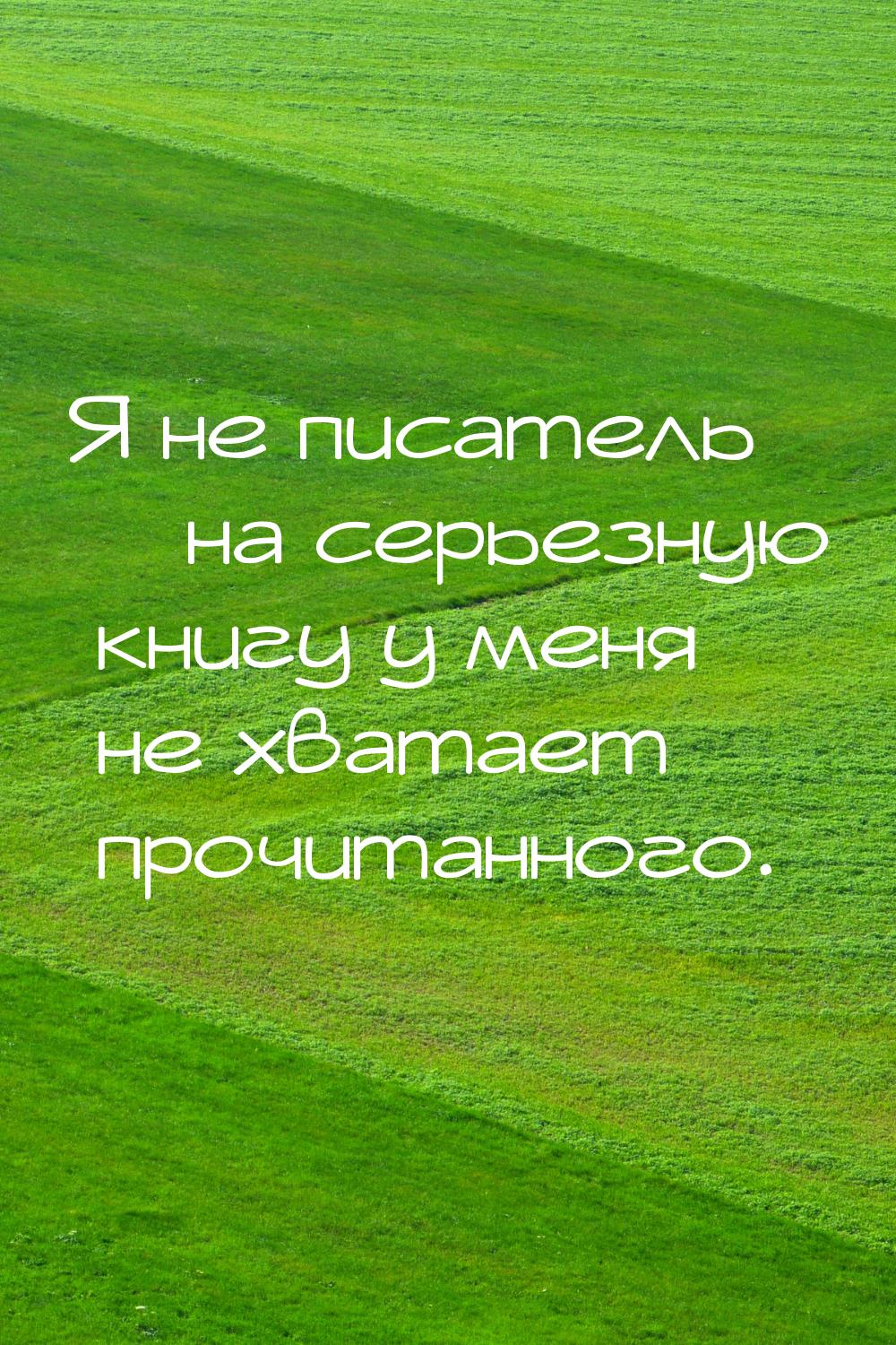 Я не писатель – на серьезную книгу у меня не хватает прочитанного.