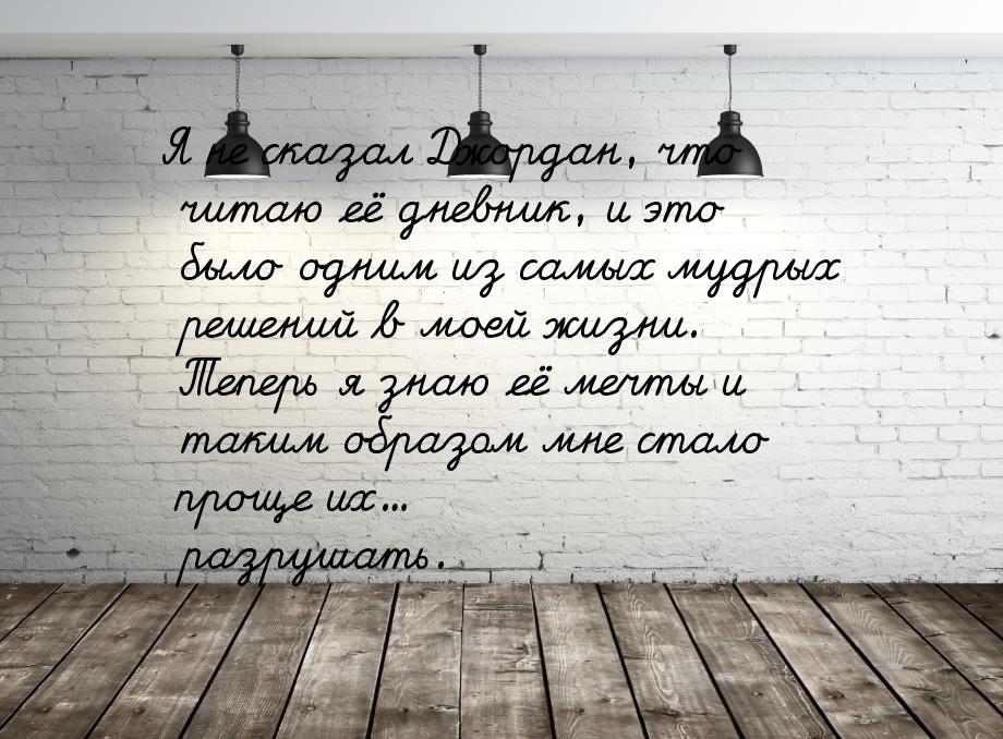 Я не сказал Джордан, что читаю её дневник, и это было одним из самых мудрых решений в моей