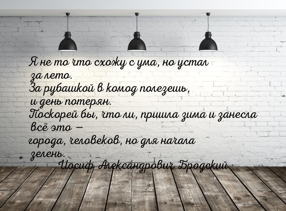 Я не то что схожу с ума, но устал за лето. За рубашкой в комод полезешь, и день потерян. П