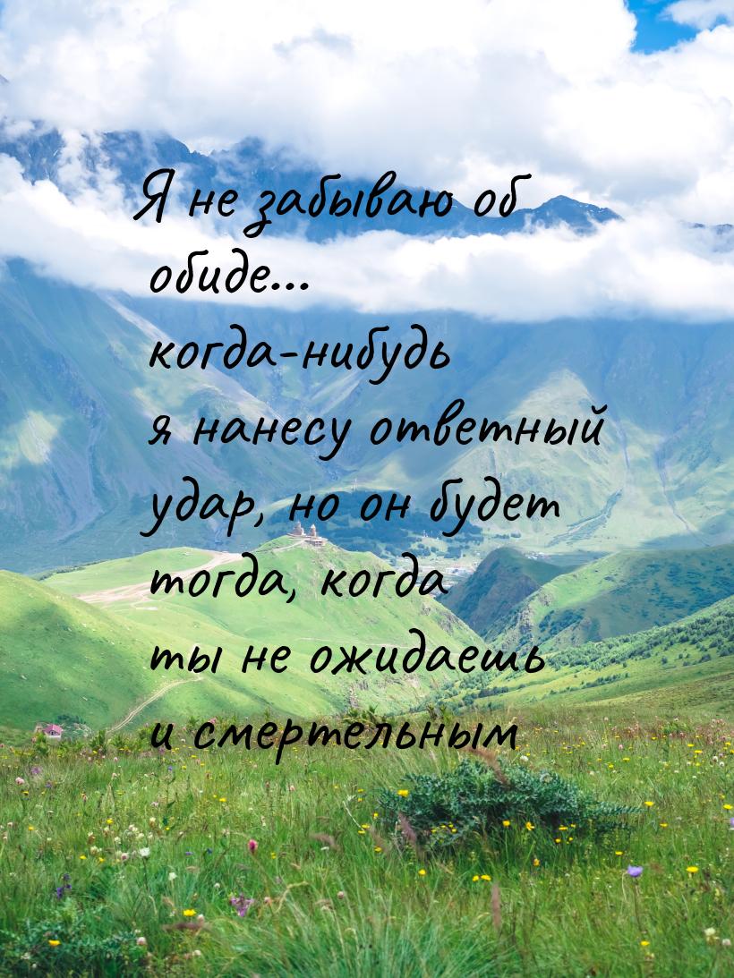 Я не забываю об обиде... когда-нибудь  я нанесу ответный удар, но он будет тогда, когда ты