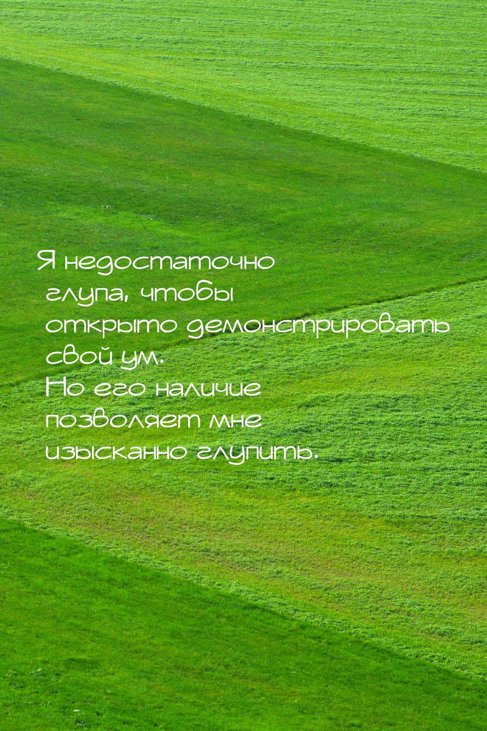 Я недостаточно глупа, чтобы открыто демонстрировать свой ум.  Но его наличие позволяет мне