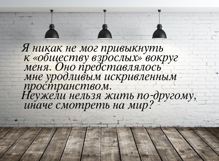 Я никак не мог привыкнуть к обществу взрослых вокруг меня. Оно представлялос