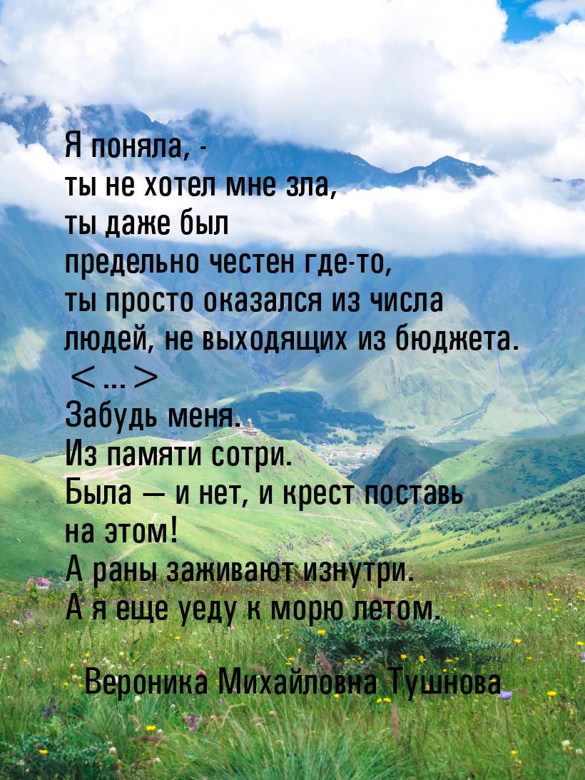 Я поняла, - ты не хотел мне зла, ты даже был предельно честен где-то, ты просто оказался и