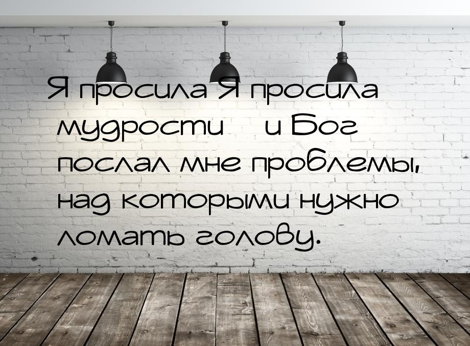 Я просила Я просила мудрости – и Бог послал мне проблемы, над которыми нужно ломать голову