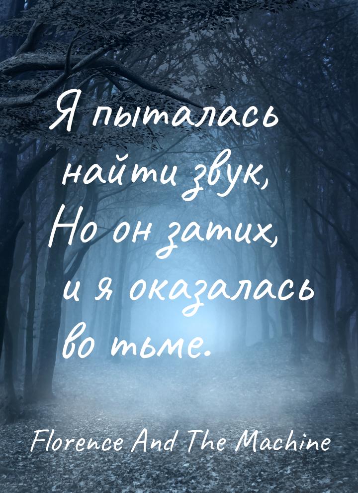 Я пыталась найти звук, Но он затих, и я оказалась во тьме.