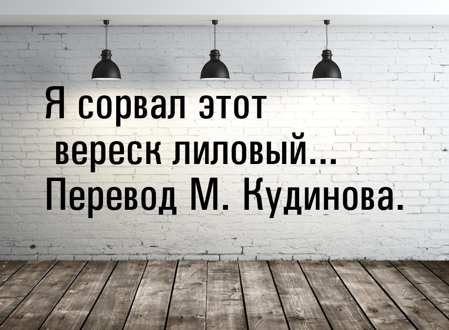 Я сорвал этот вереск лиловый... Перевод М. Кудинова.