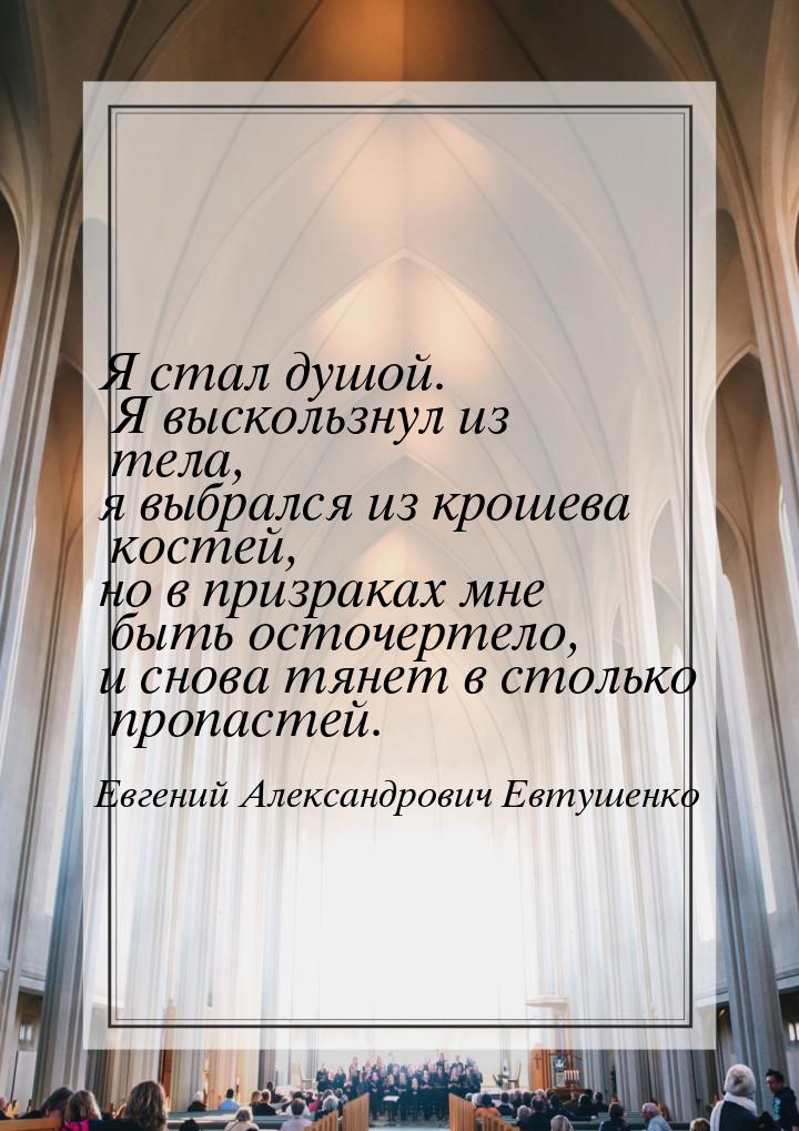 Я стал душой. Я выскользнул из тела, я выбрался из крошева костей, но в призраках мне быть