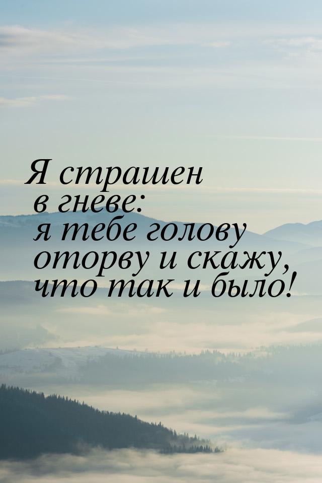 Я страшен в гневе: я тебе голову оторву и скажу, что так и было!