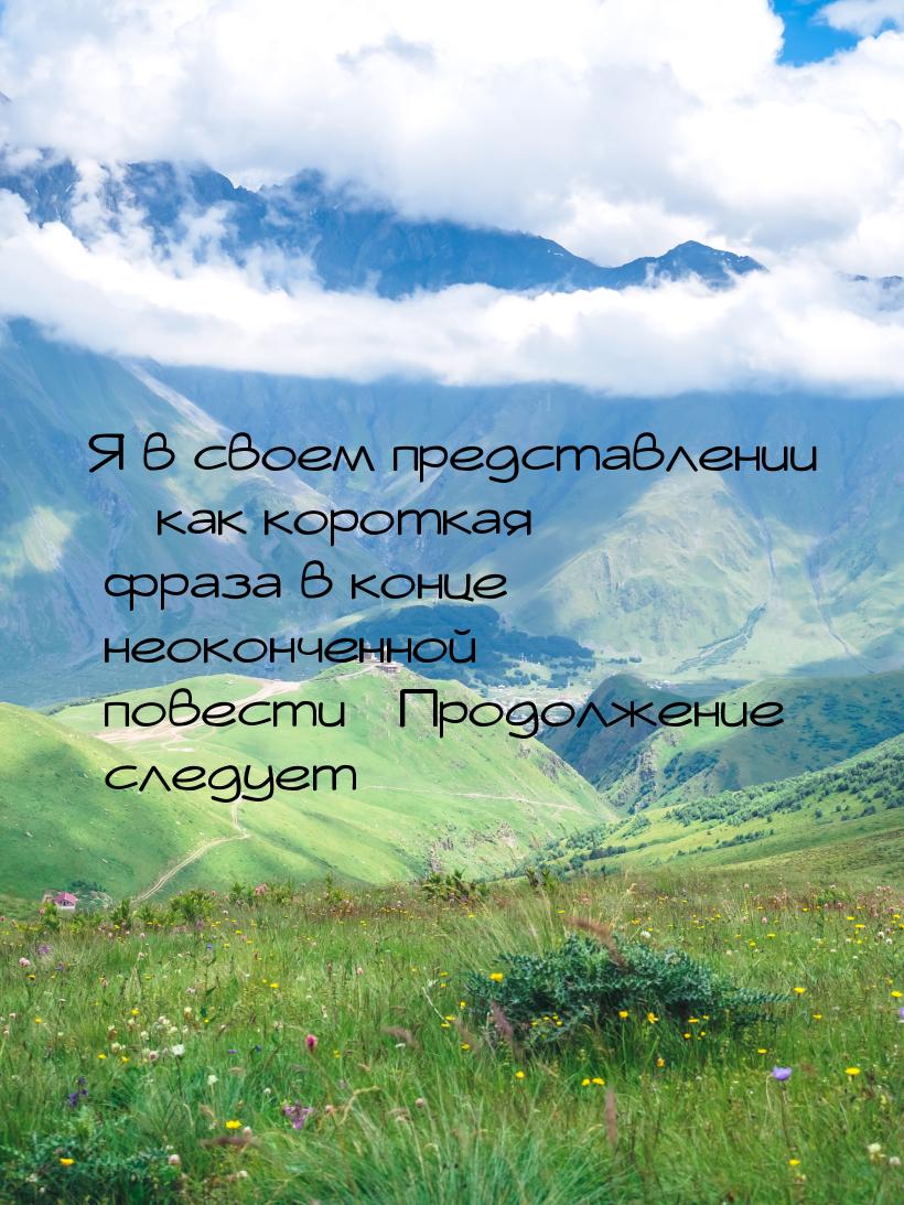 Я в своем представлении – как короткая фраза в конце неоконченной повести «Продолжение сле
