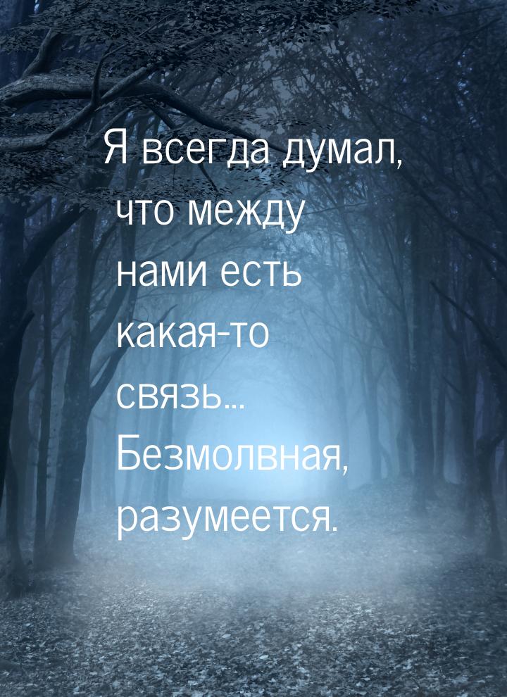 Я всегда думал, что между нами есть какая-то связь... Безмолвная, разумеется.