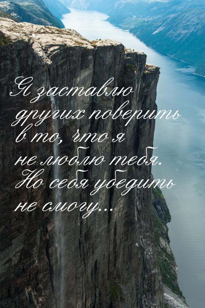 Я заставлю других поверить в то, что я не люблю тебя. Но себя убедить не смогу...