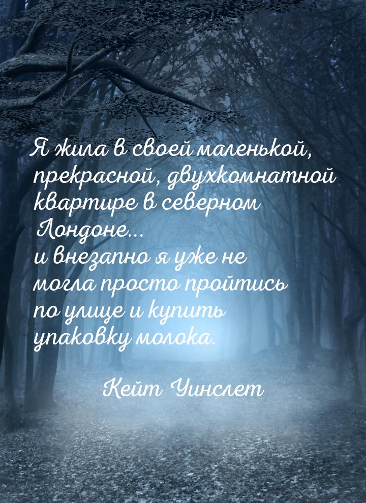Я жила в своей маленькой, прекрасной, двухкомнатной квартире в северном Лондоне... и внеза