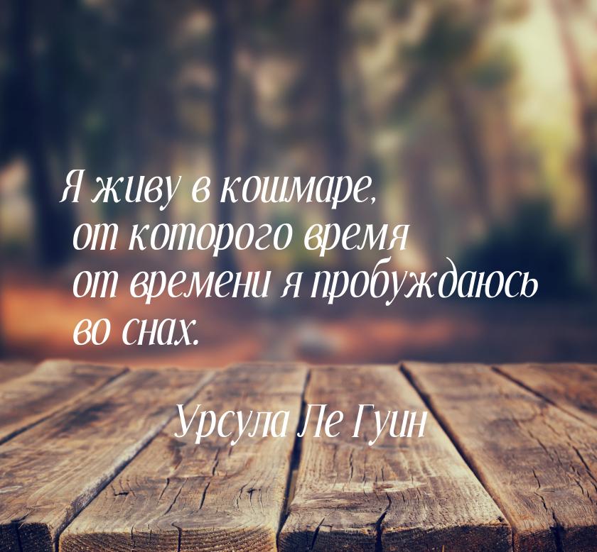 Я живу в кошмаре, от которого время от времени я пробуждаюсь во снах.