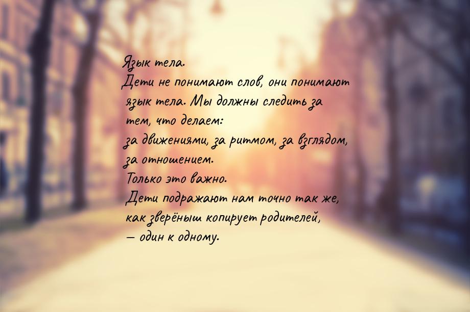 Язык тела. Дети не понимают слов, они понимают язык тела. Мы должны следить за тем, что де