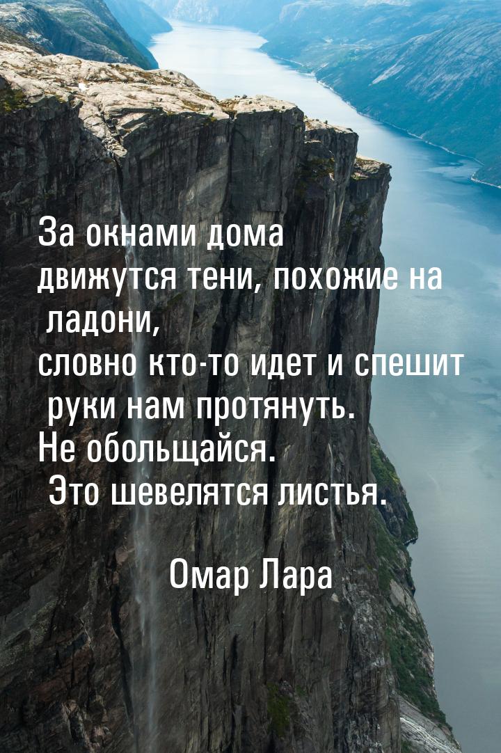 За окнами дома движутся тени, похожие на ладони, словно кто-то идет и спешит руки нам прот