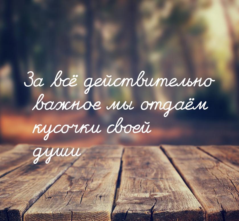 За всё действительно важное мы отдаём кусочки своей души