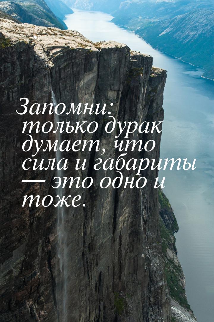 Запомни: только дурак думает, что сила и габариты  это одно и тоже.