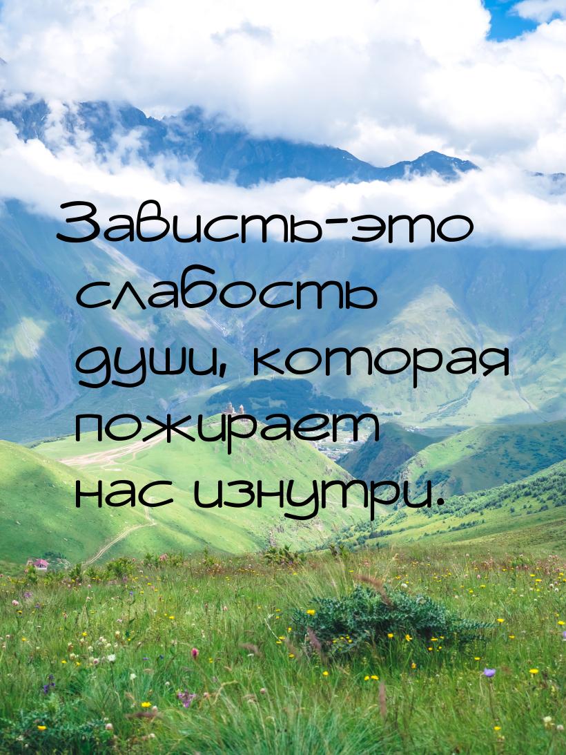 Зависть-это слабость души, которая пожирает нас изнутри.