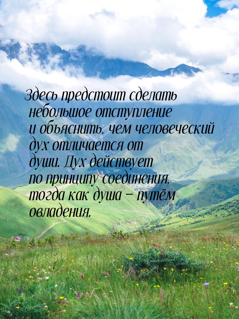 Здесь предстоит сделать небольшое отступление и объяснить, чем человеческий дух отличается