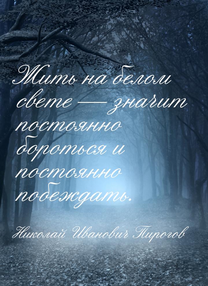 Жить на белом свете — значит постоянно бороться и постоянно побеждать.