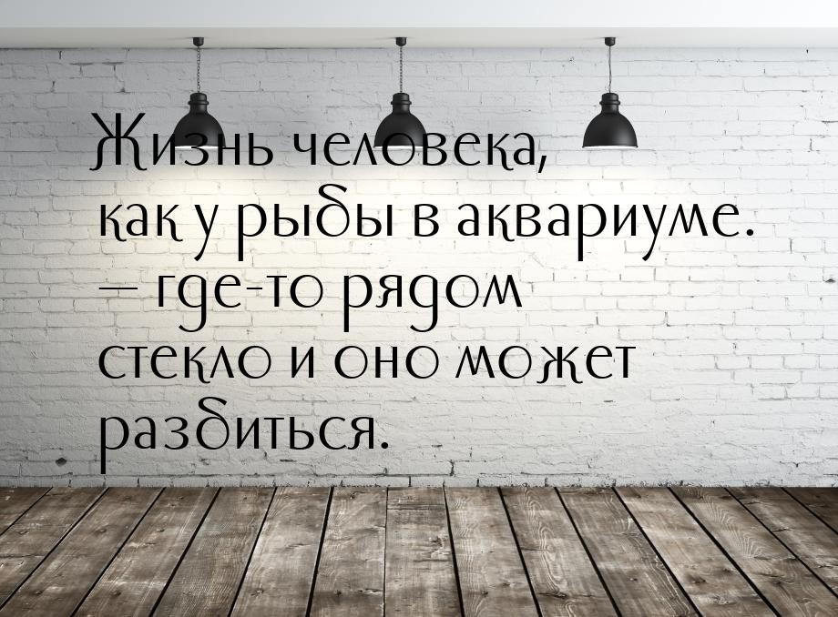 Жизнь человека, как у рыбы в аквариуме.  где-то рядом стекло и оно может разбиться.