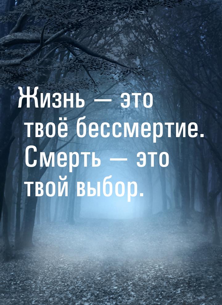 Жизнь  это твоё бессмертие. Смерть  это твой выбор.