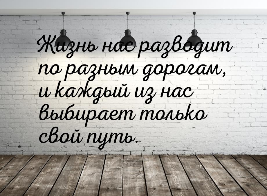 Жизнь нас разводит по разным дорогам, и каждый из нас выбирает только свой путь.