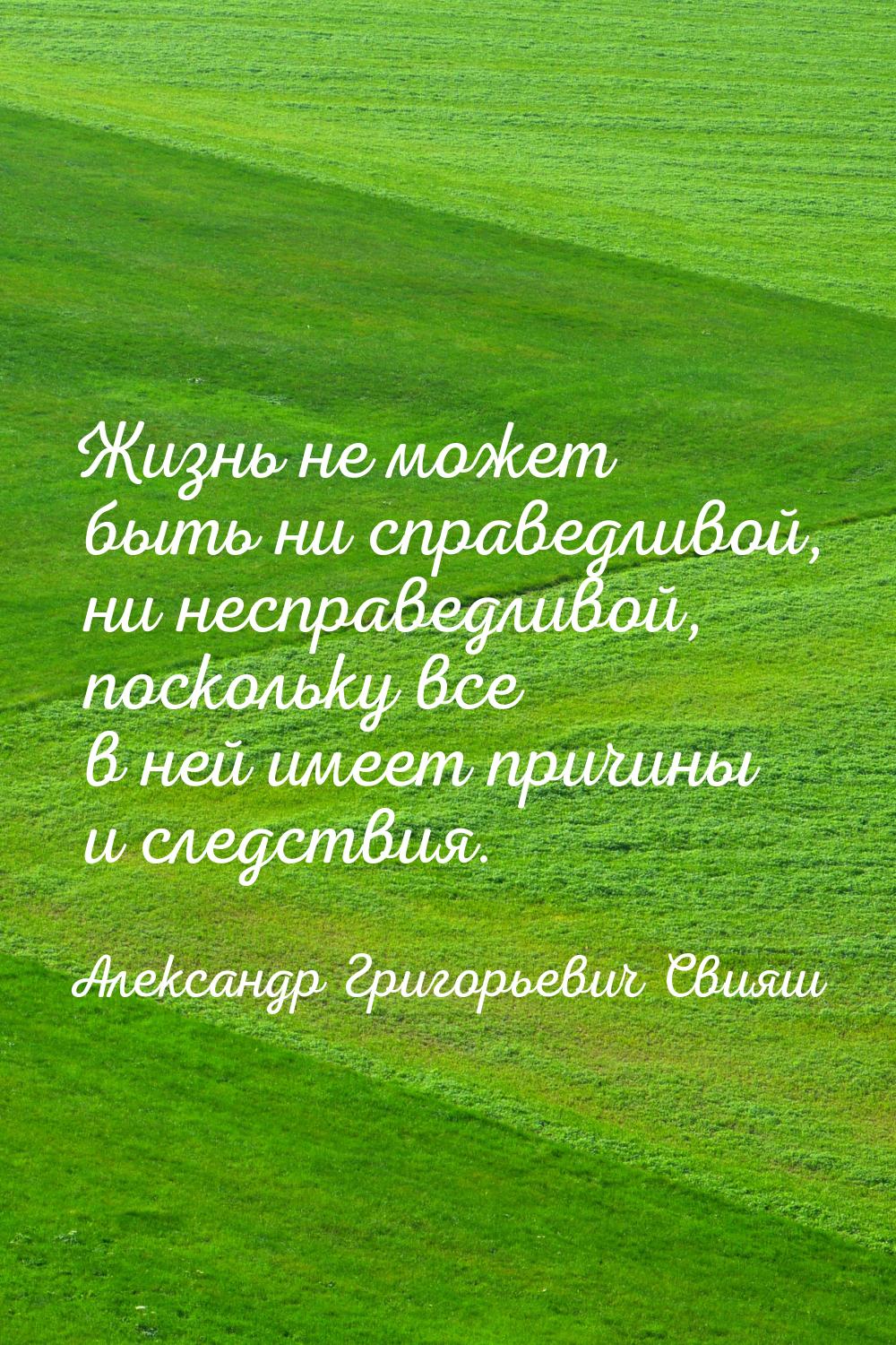 Жизнь не может быть ни справедливой, ни несправедливой, поскольку все в ней имеет причины 