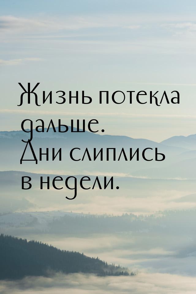 Жизнь потекла дальше. Дни слиплись в недели.