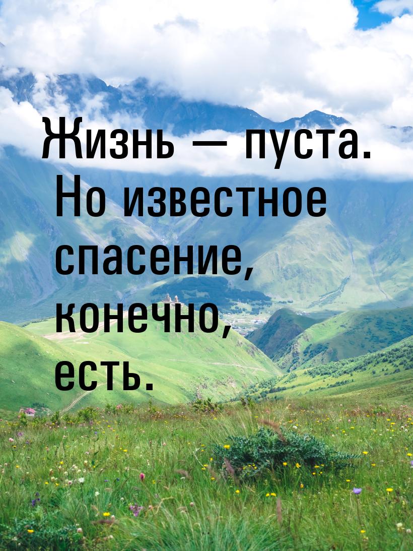 Жизнь  пуста. Но известное спасение, конечно, есть.