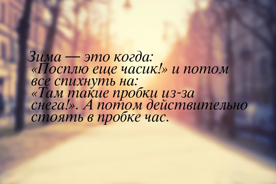 Зима  это когда: Посплю еще часик! и потом все спихнуть на: Та