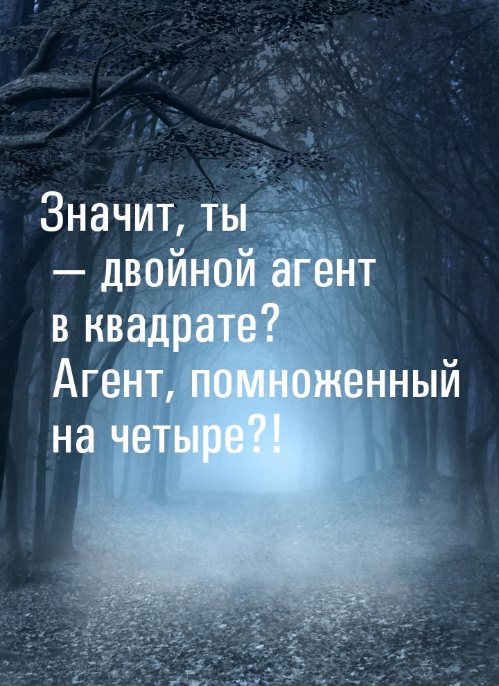 Значит, ты — двойной агент в квадрате? Агент, помноженный на четыре?!