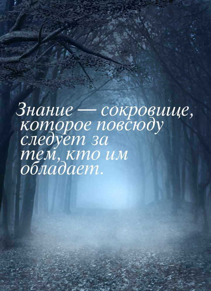 Знание  сокровище, которое повсюду следует за тем, кто им обладает.